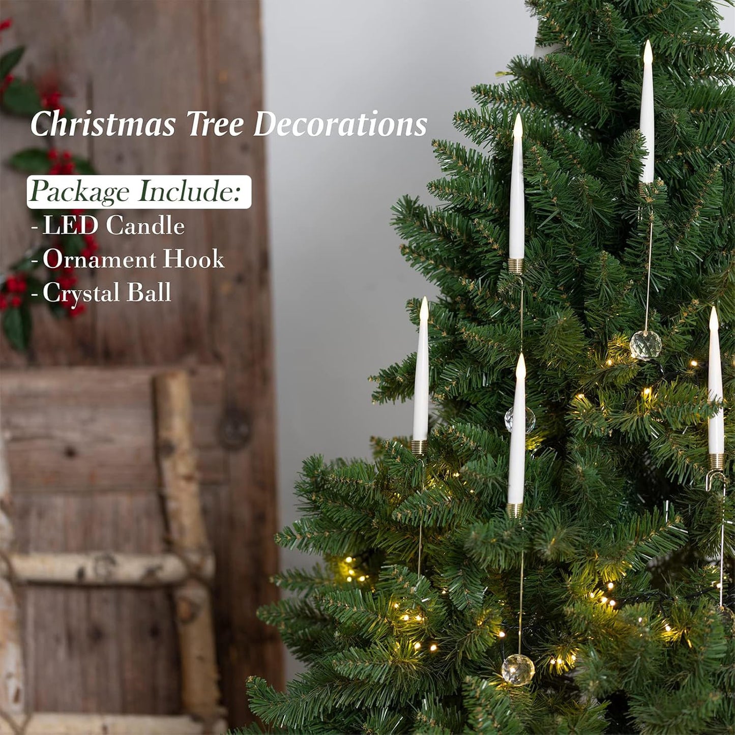 10-Pack Flameless Taper Candles for Christmas Tree Decoration – Battery Operated LED Candles
