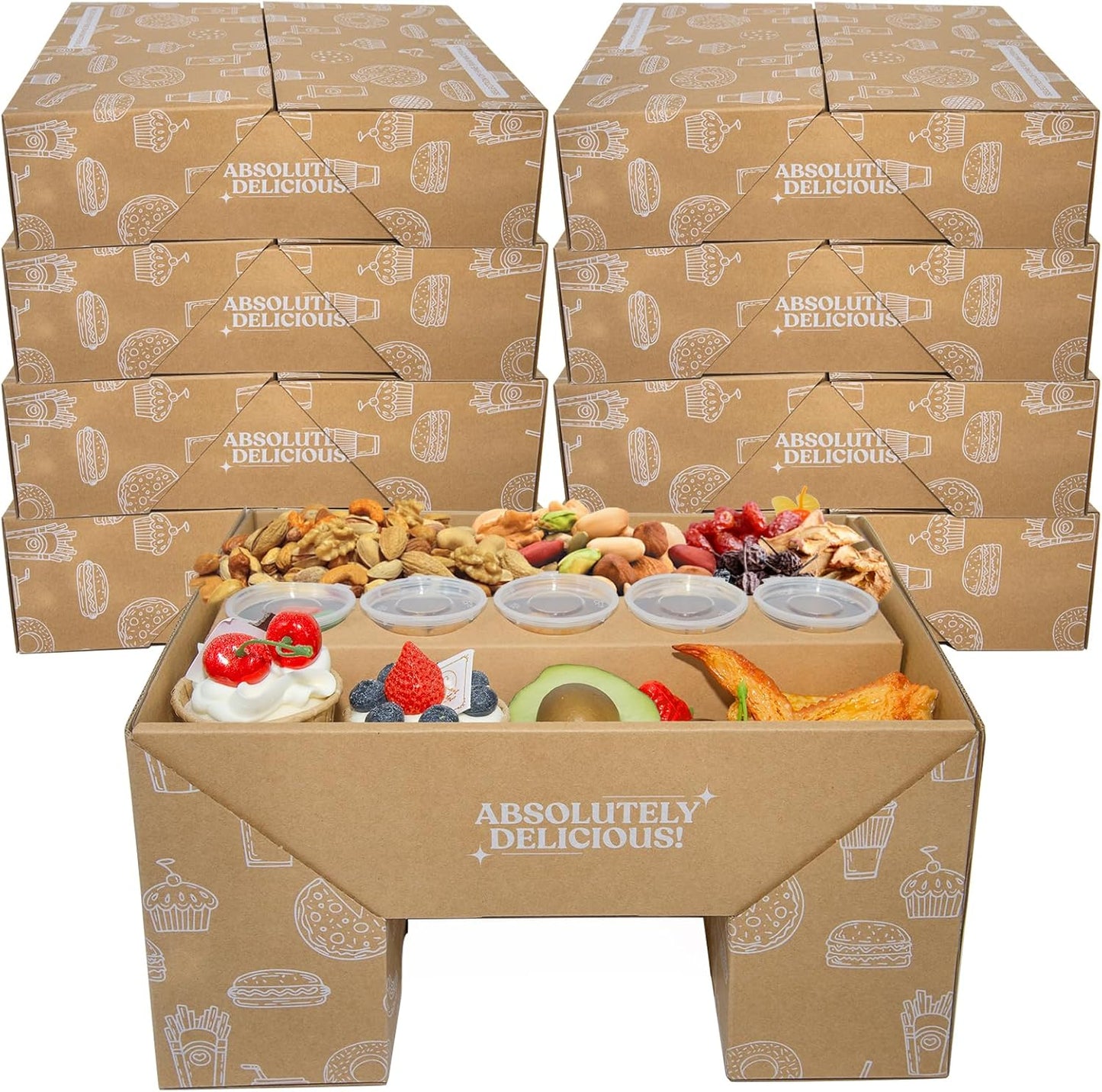 10-Pack Kraft Paper Pastry Boxes with Lids Leak-Proof, Microwave Safe, Stackable