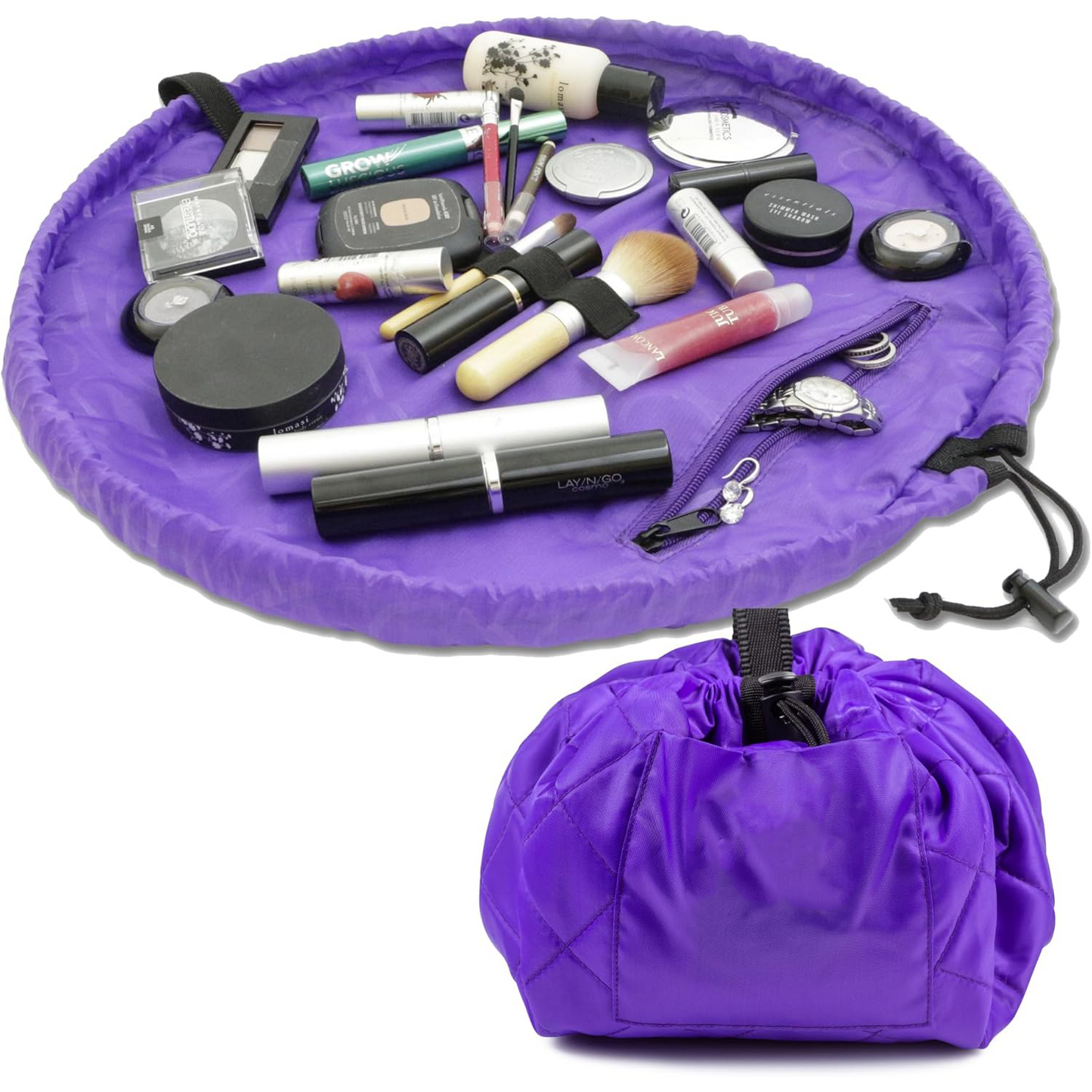 Drawstring Makeup Bag – Portable Travel Organizer with Pockets and Handles