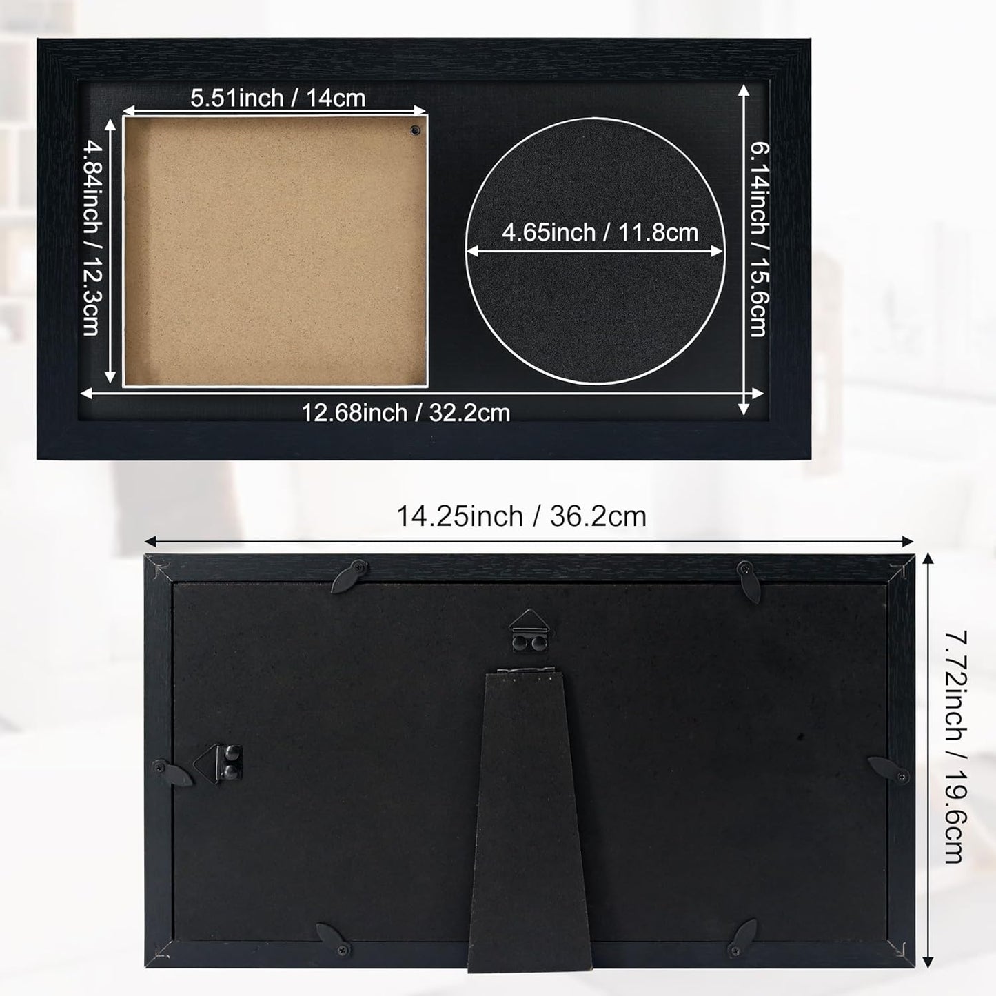 CD Display Frame – 14.4"×7.9" Black Music Disc Frame with Glass