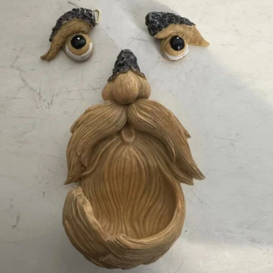 Old Man Tree Face Decor Outdoor, Tree Hugger Sculpture Bird Feeder