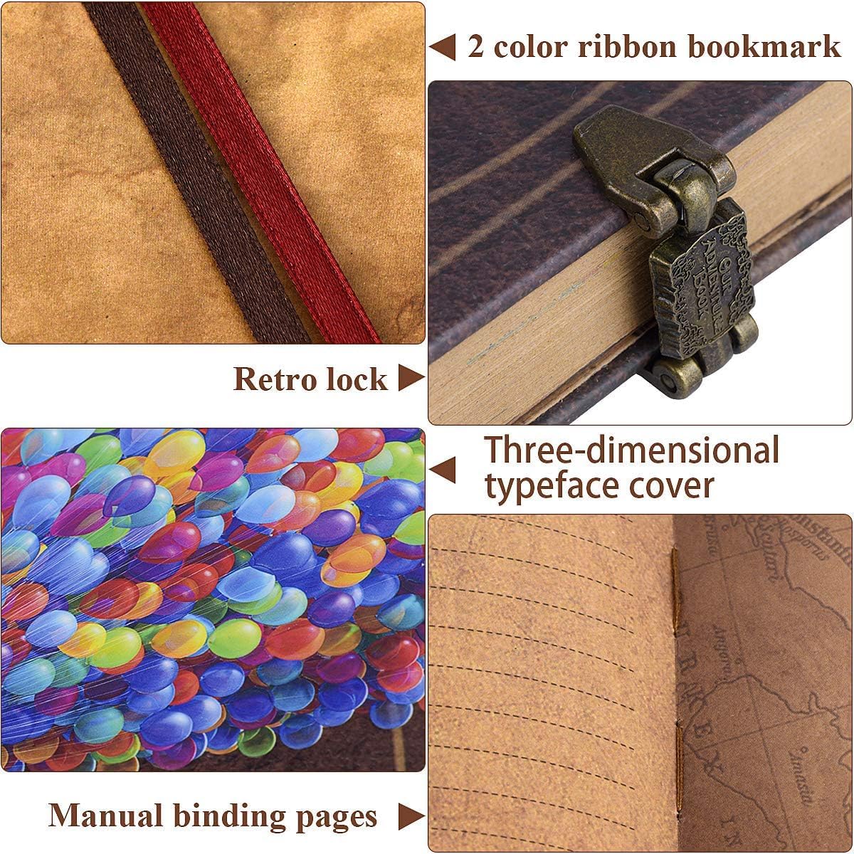 Adventure Book DIY Scrapbook Kit – 148 Pages with 3D Embossed Leather Cover & Full Accessories