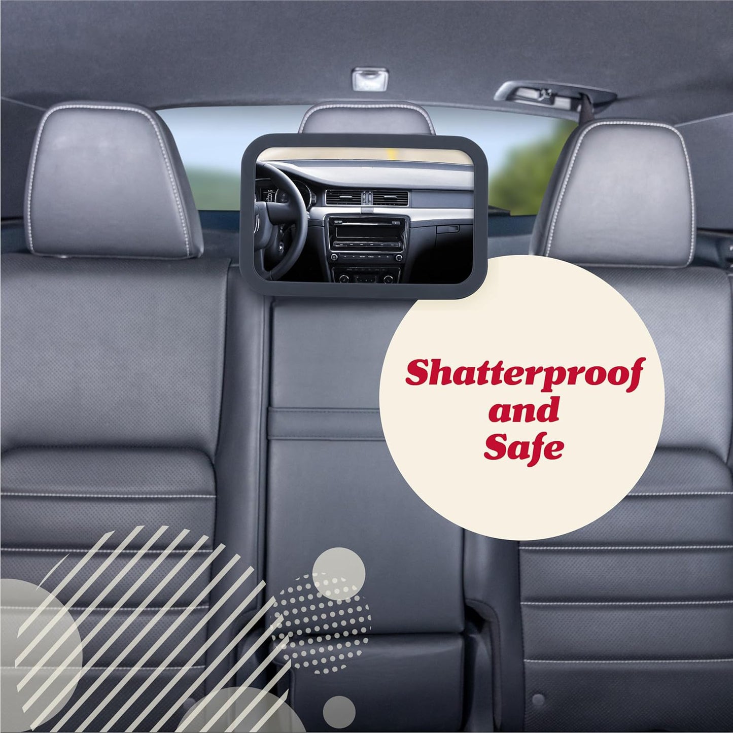 Baby Car Mirror – 11.5 Inch Wide View Rear-Facing Mirror with Shatterproof