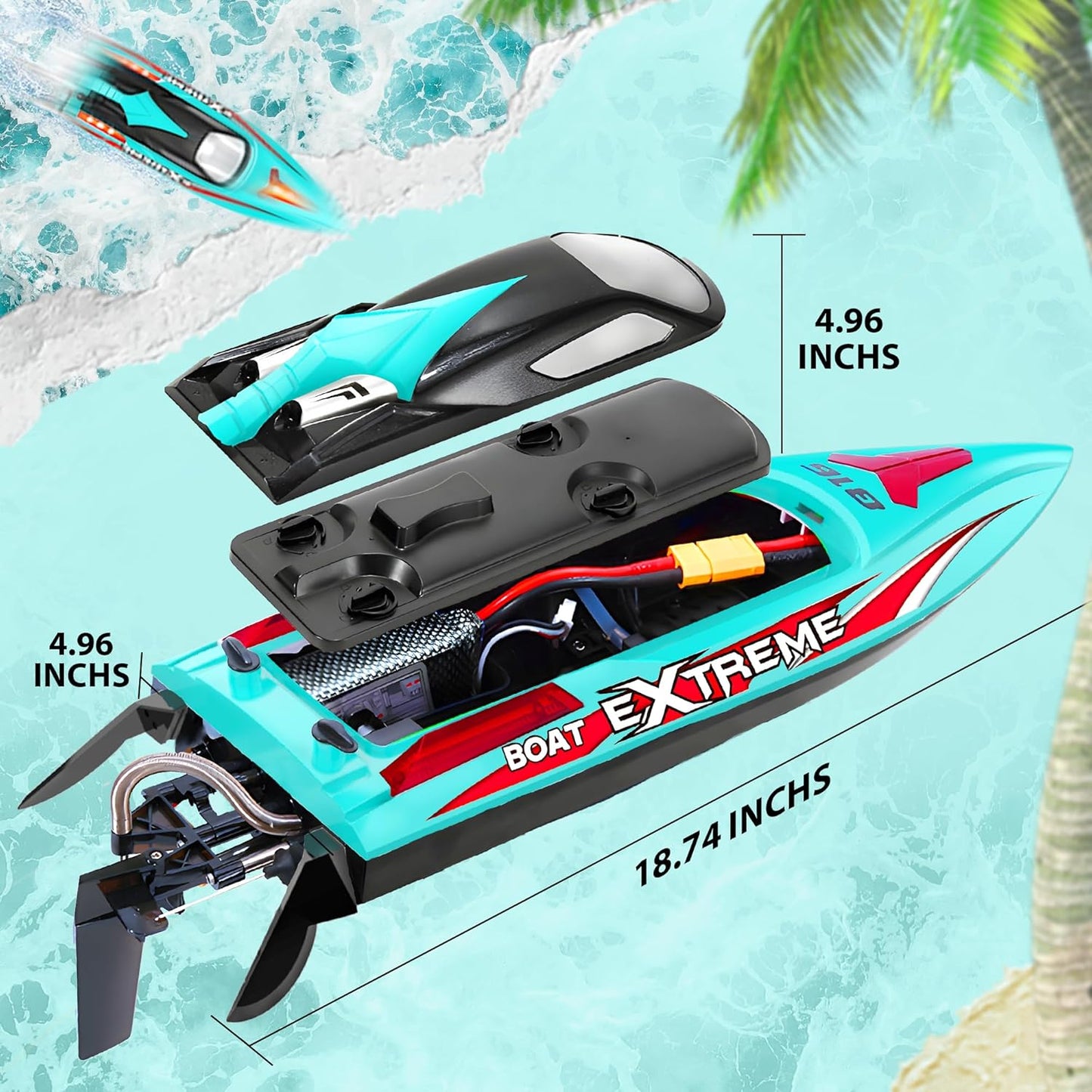 18-Inch Brushless RC Boat – High-Speed 55 KPH Lake Adventure Toy for Adults and Kids