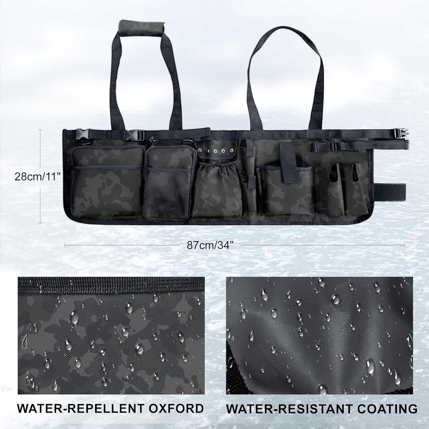 Fishing Bucket Organizer with Bucket Cover – Multi-Pocket Tackle Bag with Rod