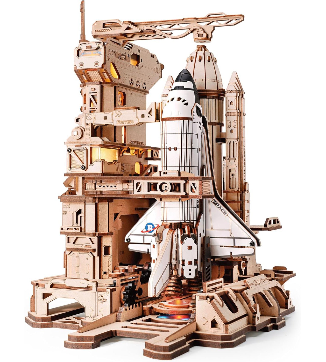 Space Shuttle Launch Simulation Model Kit – 446 Pieces, Retro Space Design with LED Lighting