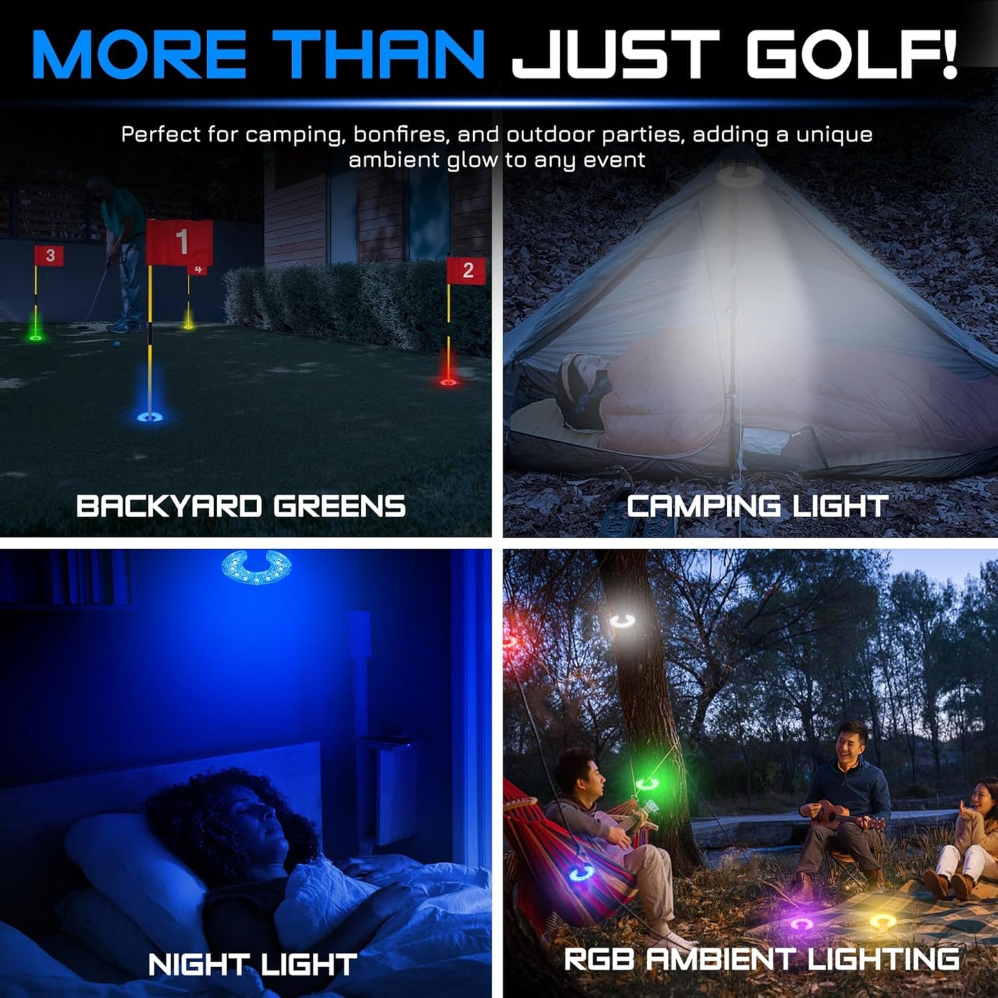 Golf Hole Cup Light with Anti-Glare Lens – Battery Powered Night Putting Green Cup Lamp