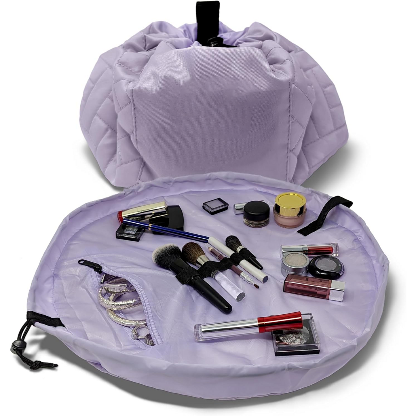 Drawstring Makeup Bag – Portable Travel Organizer with Pockets and Handles