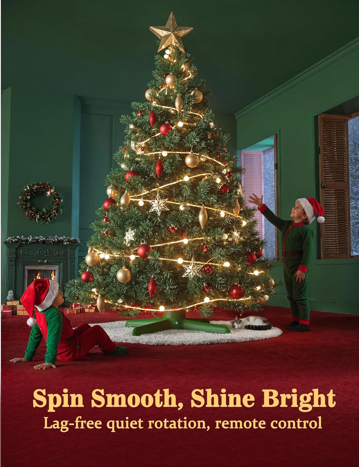 Upgraded Rotating Christmas Tree Stand – UL Certified with Remote Control