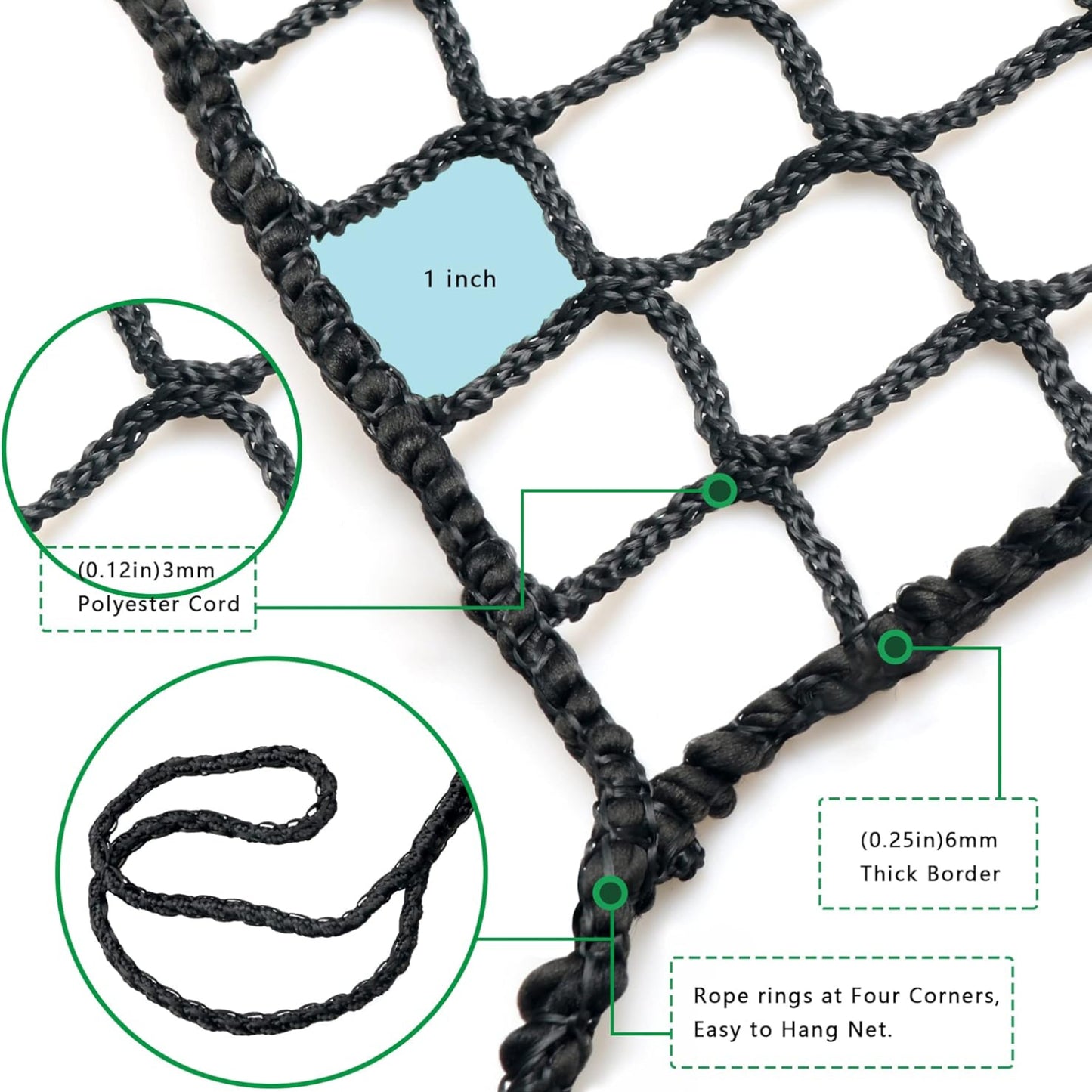 Golf Hitting Net with Rope Rings – High Impact Containment Net for Indoor & Outdoor Practice