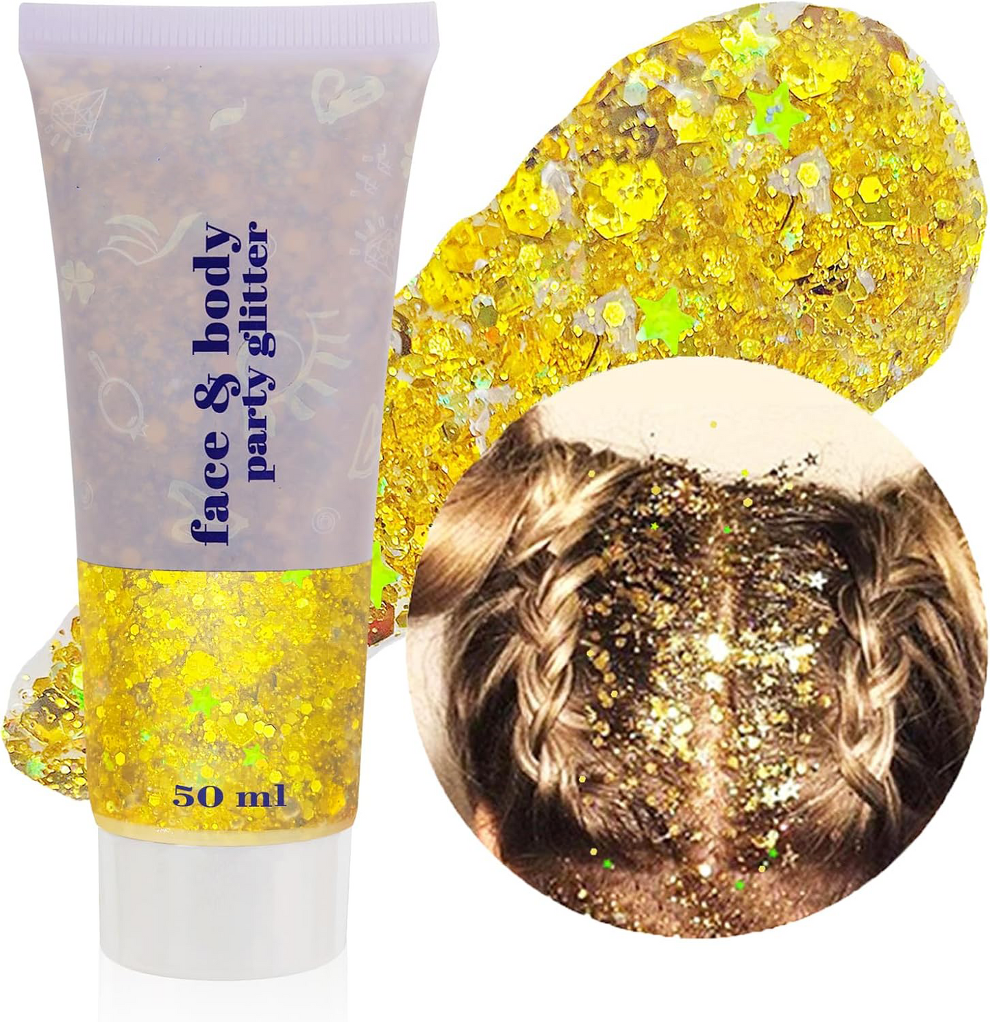 White Body Glitter Gel – Sparkling Festival & Party Accessory