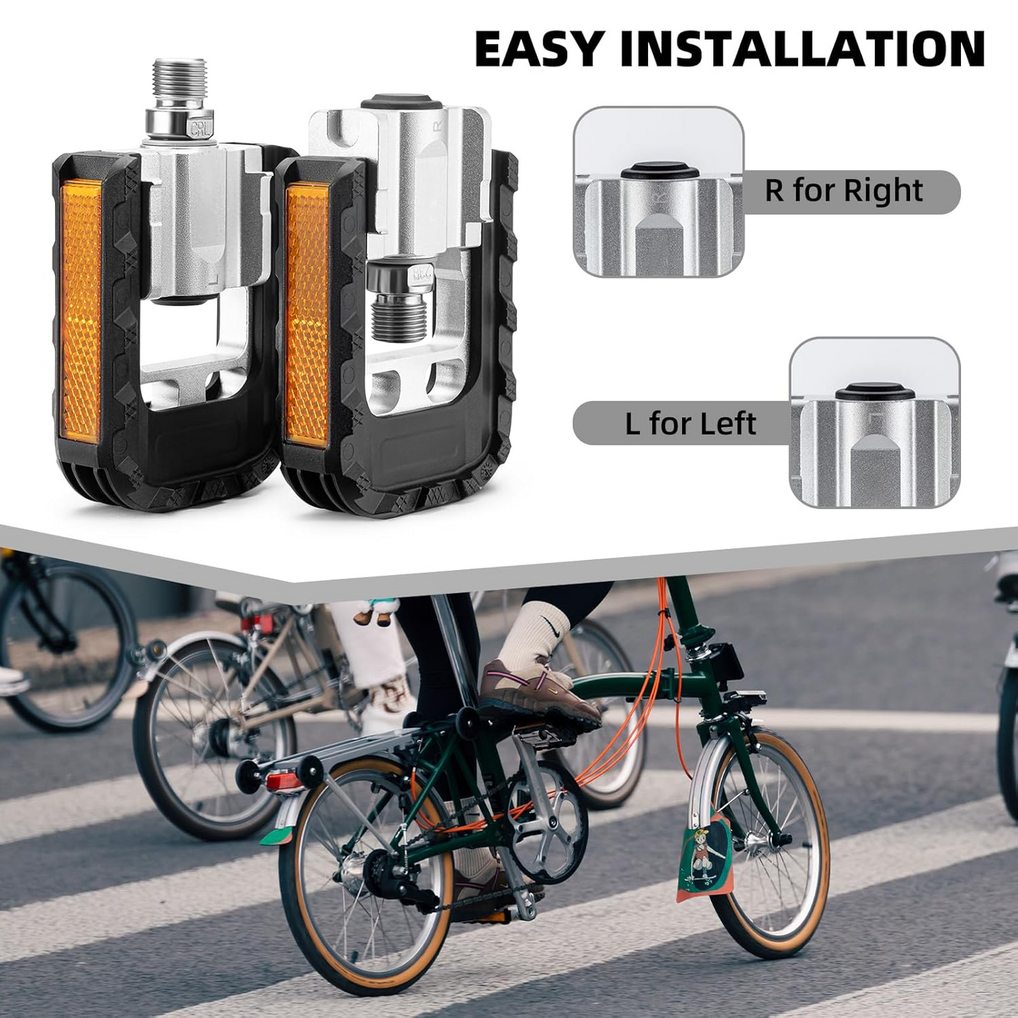 Folding Bike Pedals – Lightweight Aluminum with Reflectors & Anti-Slip Design
