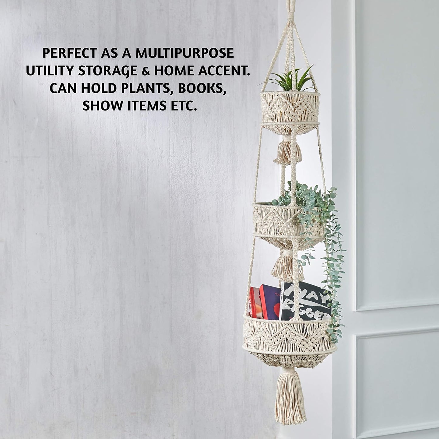 Three-Tier Hanging Fruit Basket – Bohemian Style Kitchen Storage Hanging Basket