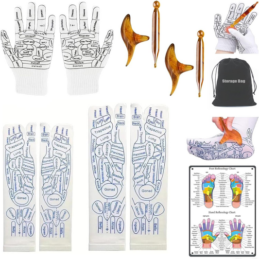 Reflexology Socks with Tools & Gloves – Complete Foot Massage Kit