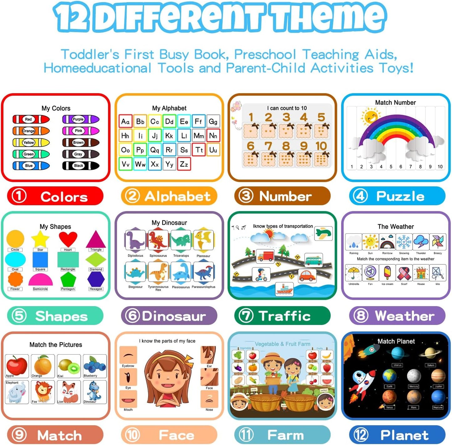 Montessori Busy Book for Toddlers | Sensory Education Toy for Autism