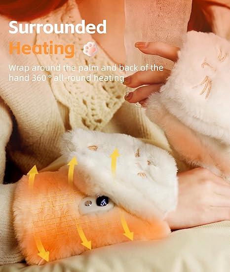 Cute Electric Heated Gloves – 3000mAh Battery, Wearable Hand Warmers for Women