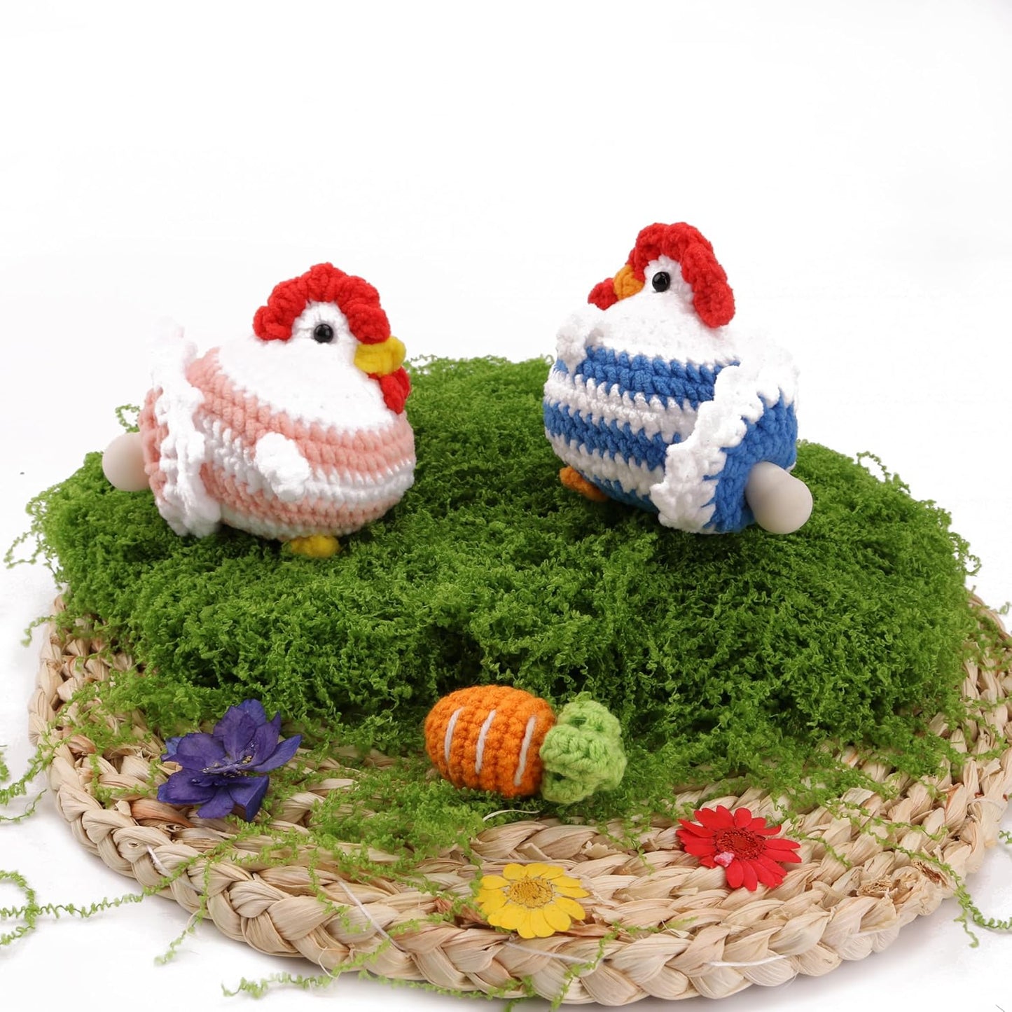 Egg-Laying Hen Crochet Kit (Blue) – Fun, Interactive DIY with Keychain