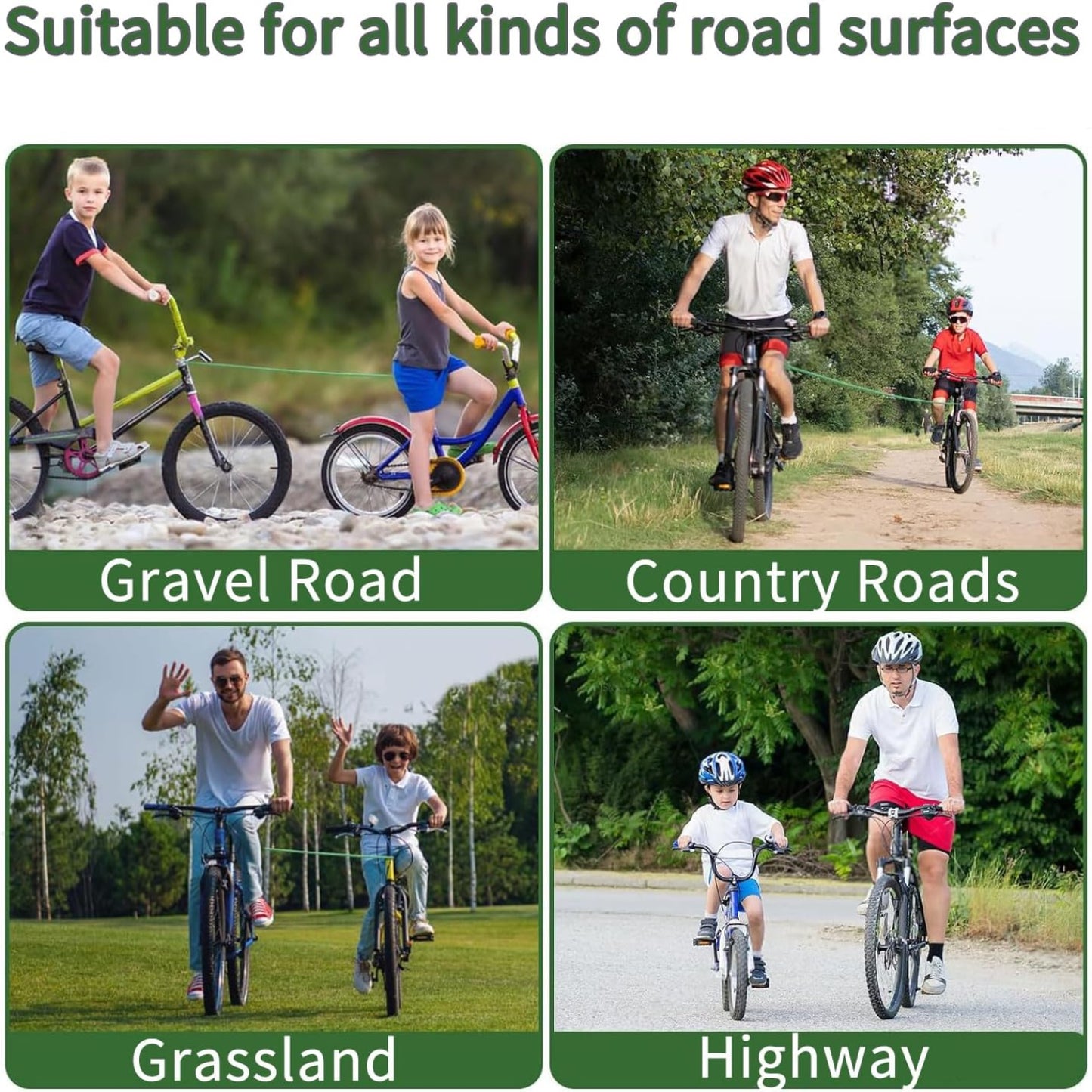 Bike Tow Rope Kids – 2.5M Retractable Bicycle Traction Rope, 500 lbs Load Capacity