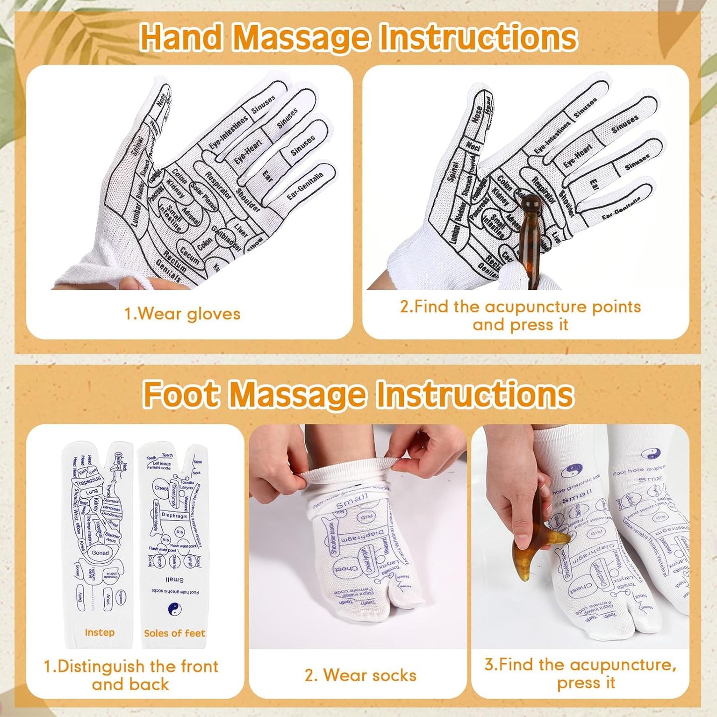 Reflexology Socks with Tools & Gloves – Complete Foot Massage Kit