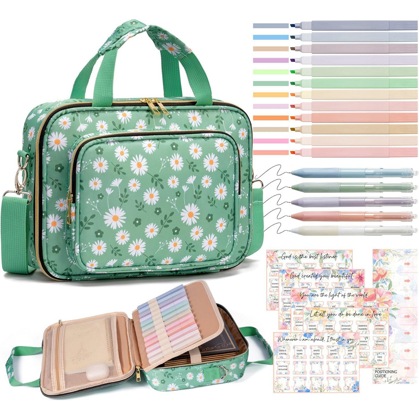 Women’s Bible Cover Set – Large Bible Bag with Strap & Study Accessories