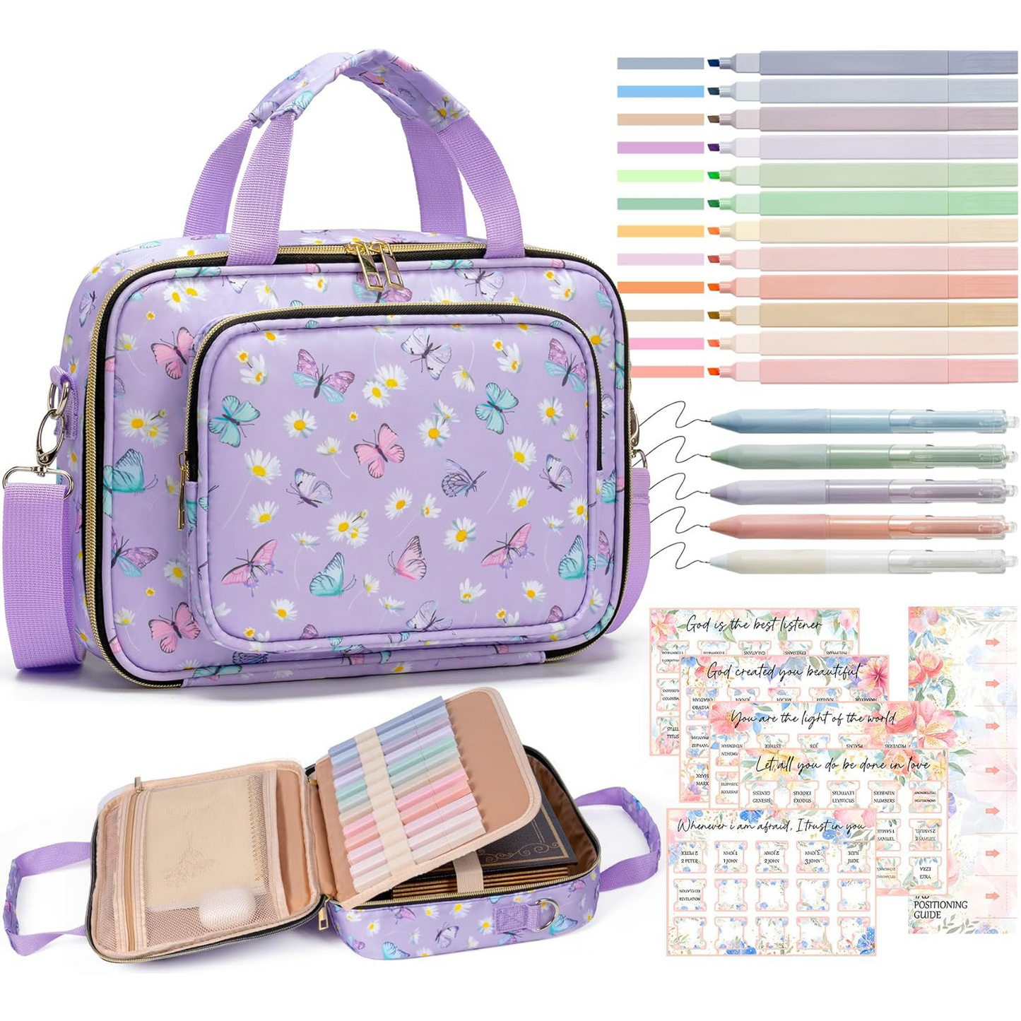 Women’s Bible Cover Set – Large Bible Bag with Strap & Study Accessories