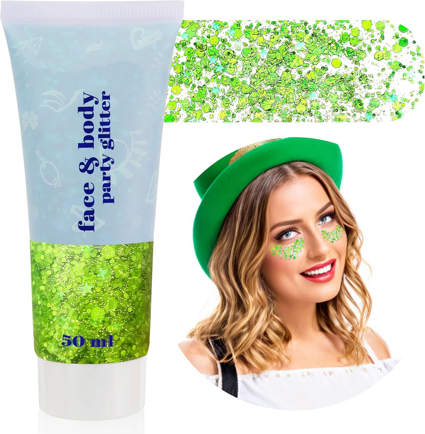 White Body Glitter Gel – Sparkling Festival & Party Accessory