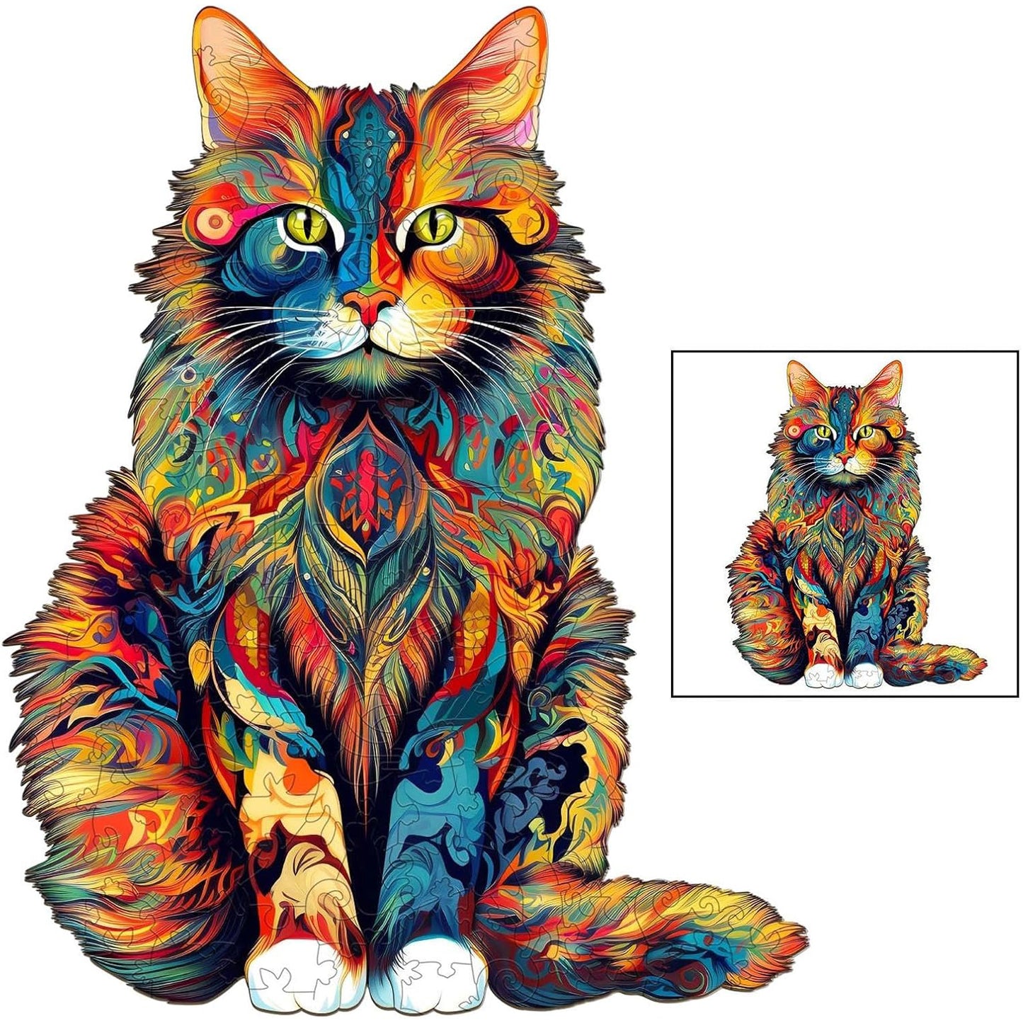 Color-Changing Cat Wooden Puzzle – Premium Eco-Friendly Jigsaw for Relaxation