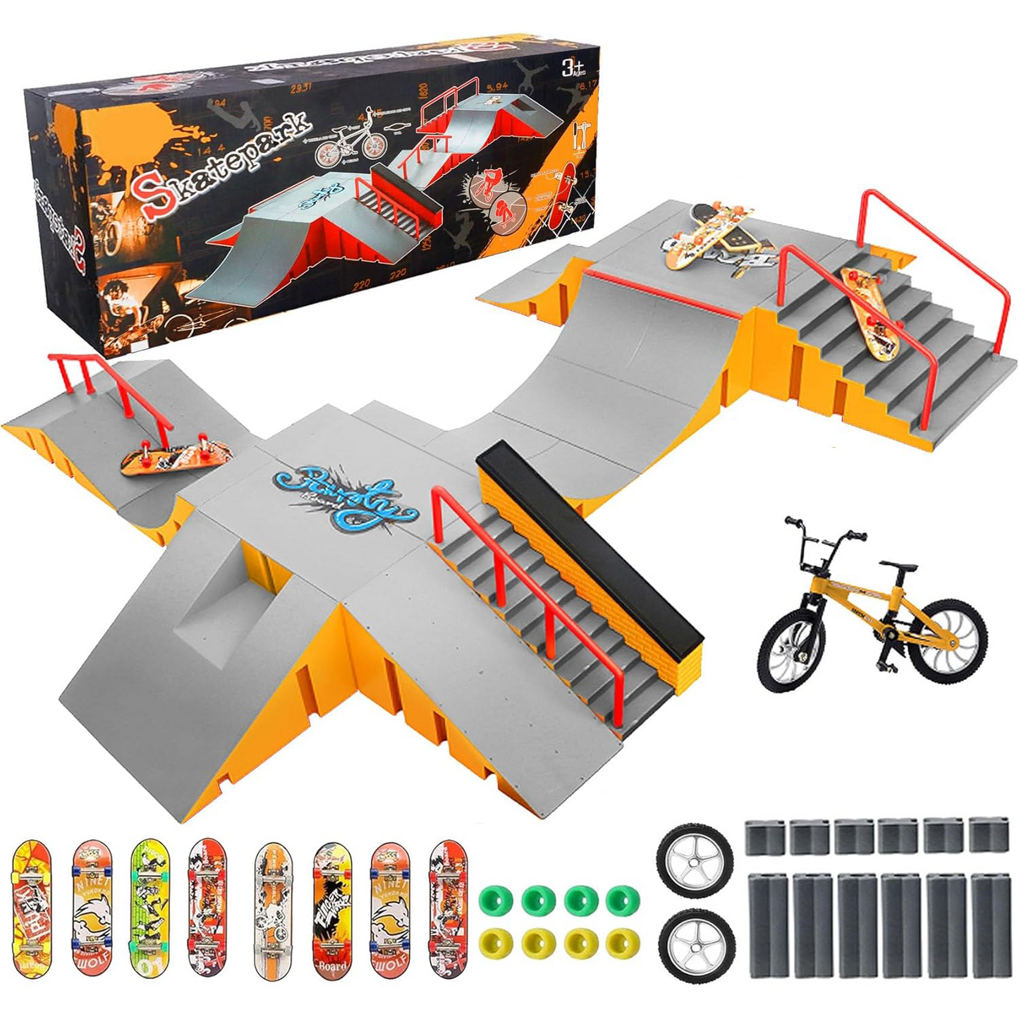 6-in-1 Finger Skateboard Ramp Set – Large Skatepark Kit for Fingerboard Training