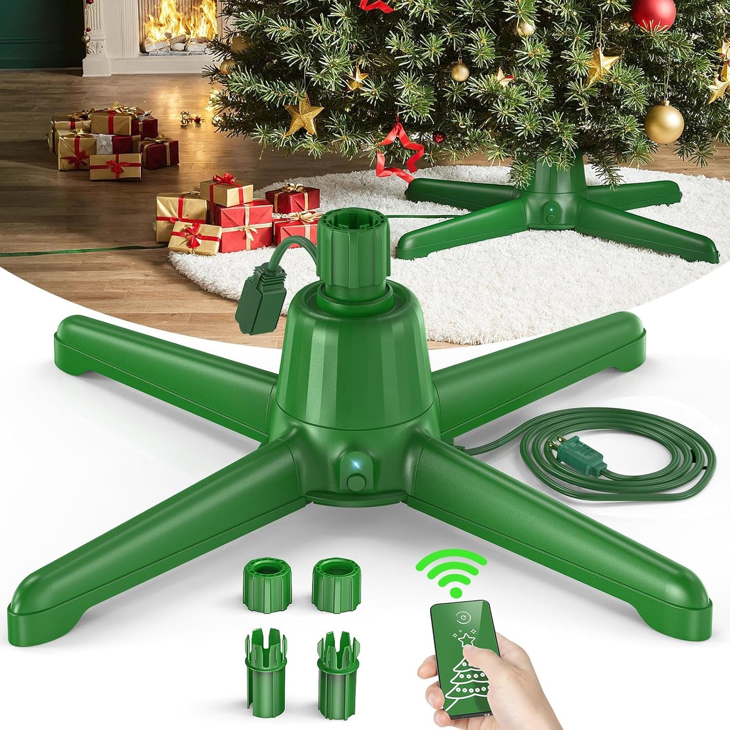 Upgraded Rotating Christmas Tree Stand – UL Certified with Remote Control