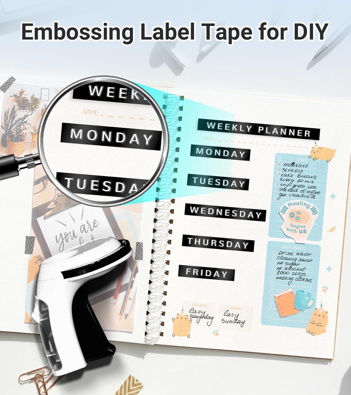 Vintage 3D Embossing Label Maker – 10 Tapes