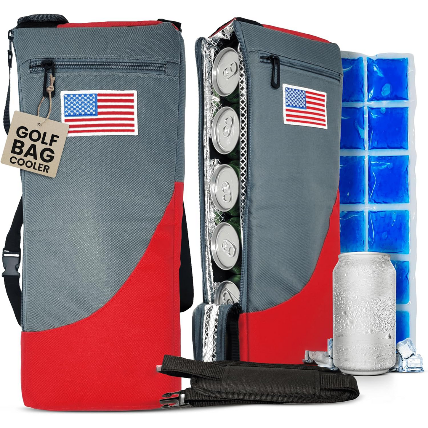 Golf Bag Cooler Sleeve – Insulated 6-Can Beer Holder with Ice Pack