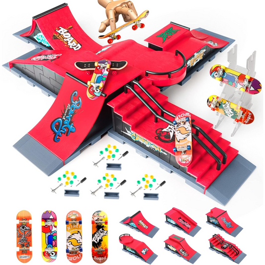 6-in-1 Finger Skateboard Ramp Set – Large Skatepark Kit for Fingerboard Training