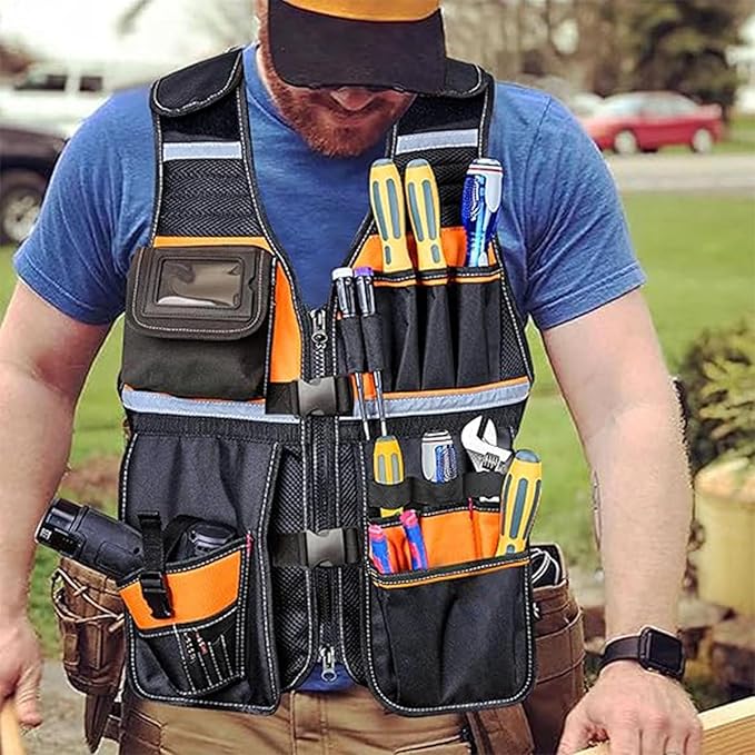 Multi-Functional Work Tool Vest | Electrician, Carpenter & Handyman Utility Vest
