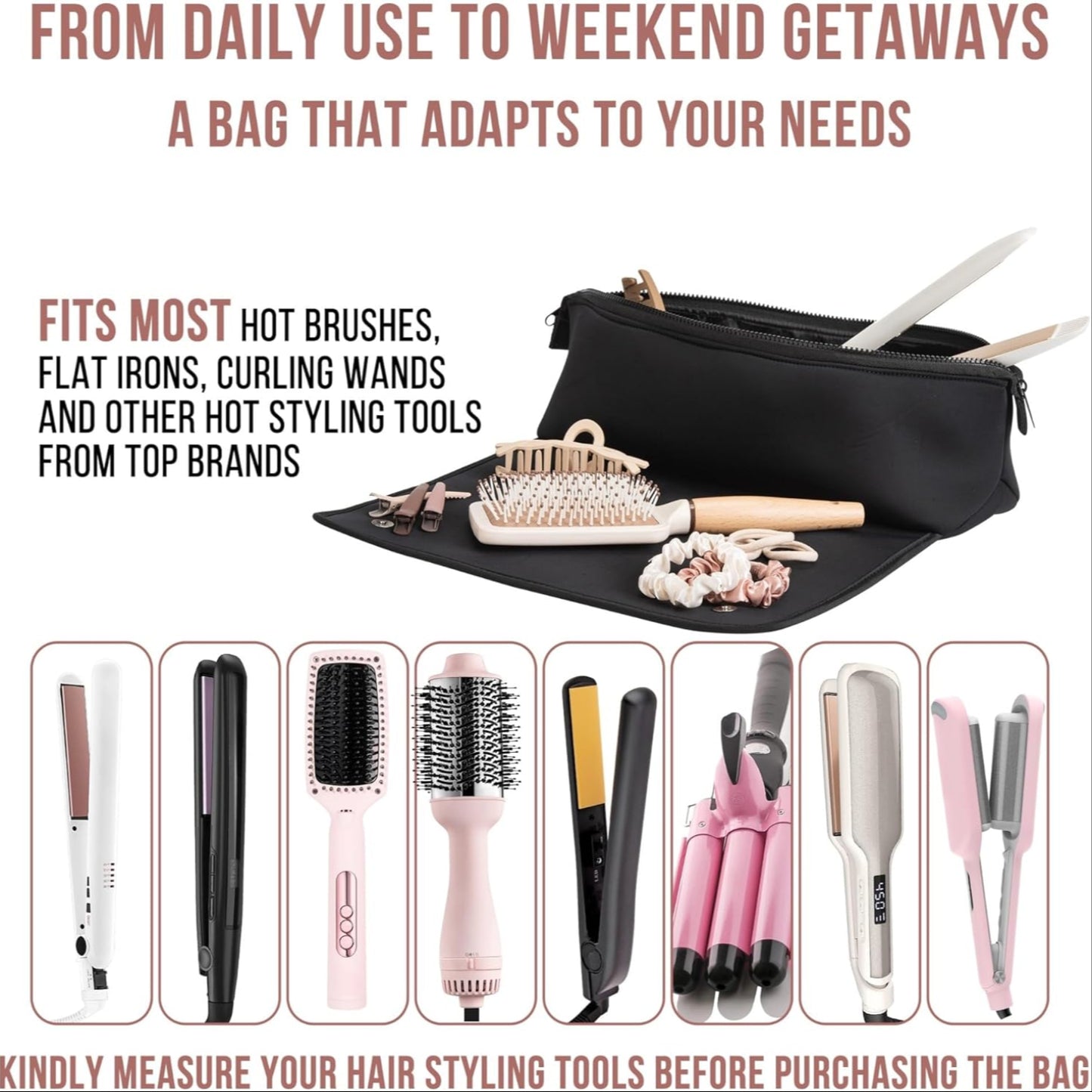 2-in-1 Hair Tool Travel Bag with Heat-Resistant Mat – Portable Storage for Straighteners, Flat Irons