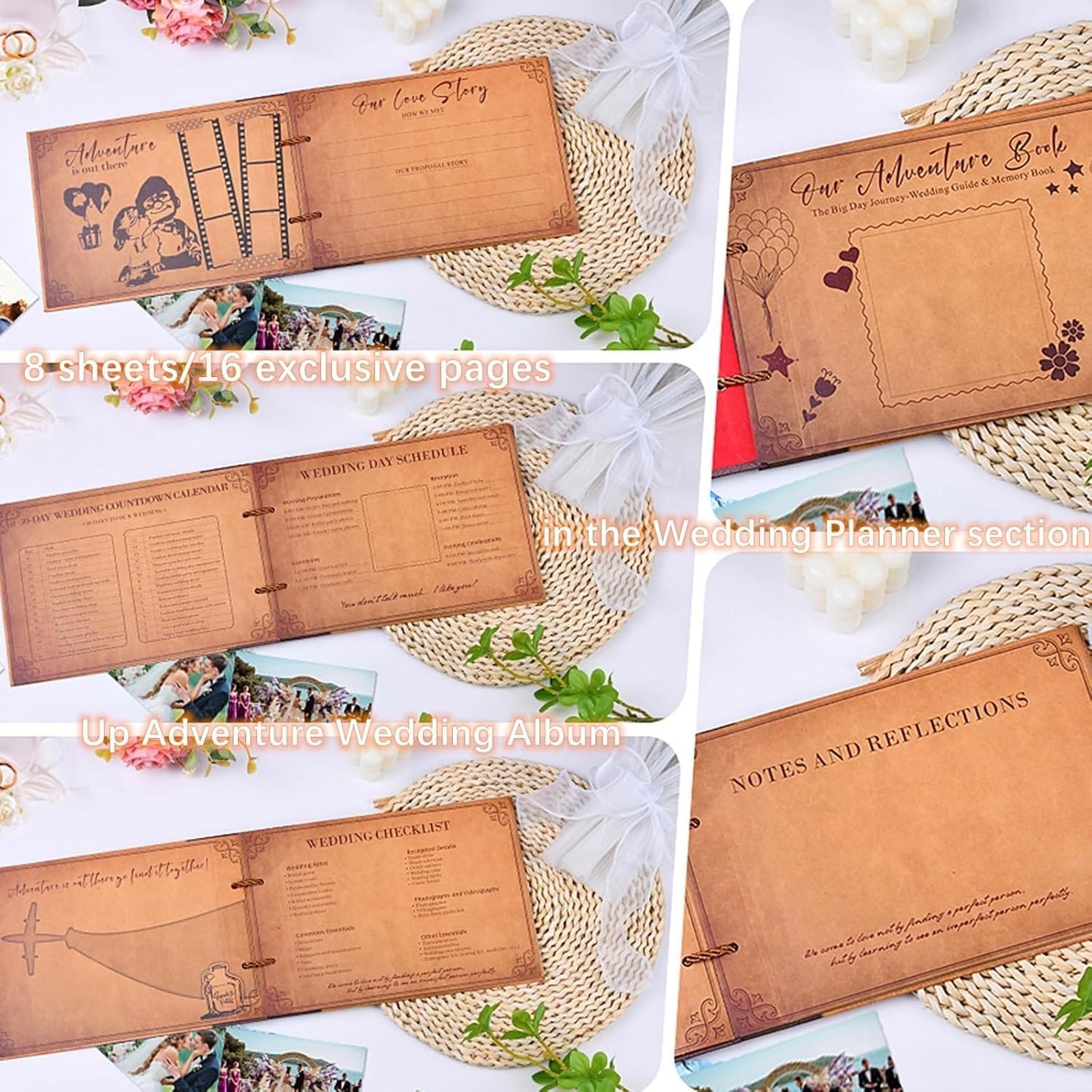 Adventure Book DIY Scrapbook Kit – 148 Pages with 3D Embossed Leather Cover & Full Accessories