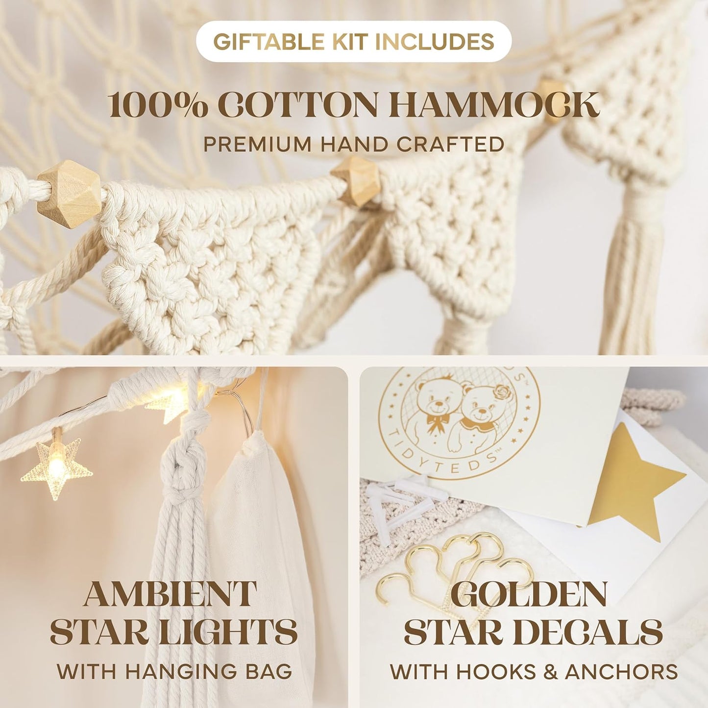 Plush Animal Corner Hammock | Natural Cotton Toy Storage Net