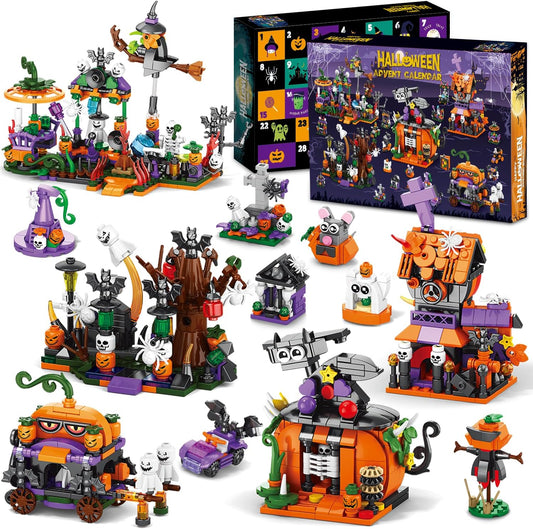 31-Day Halloween Advent Calendar – Haunted House, Ghosts, Bats & Pumpkins Building Blocks