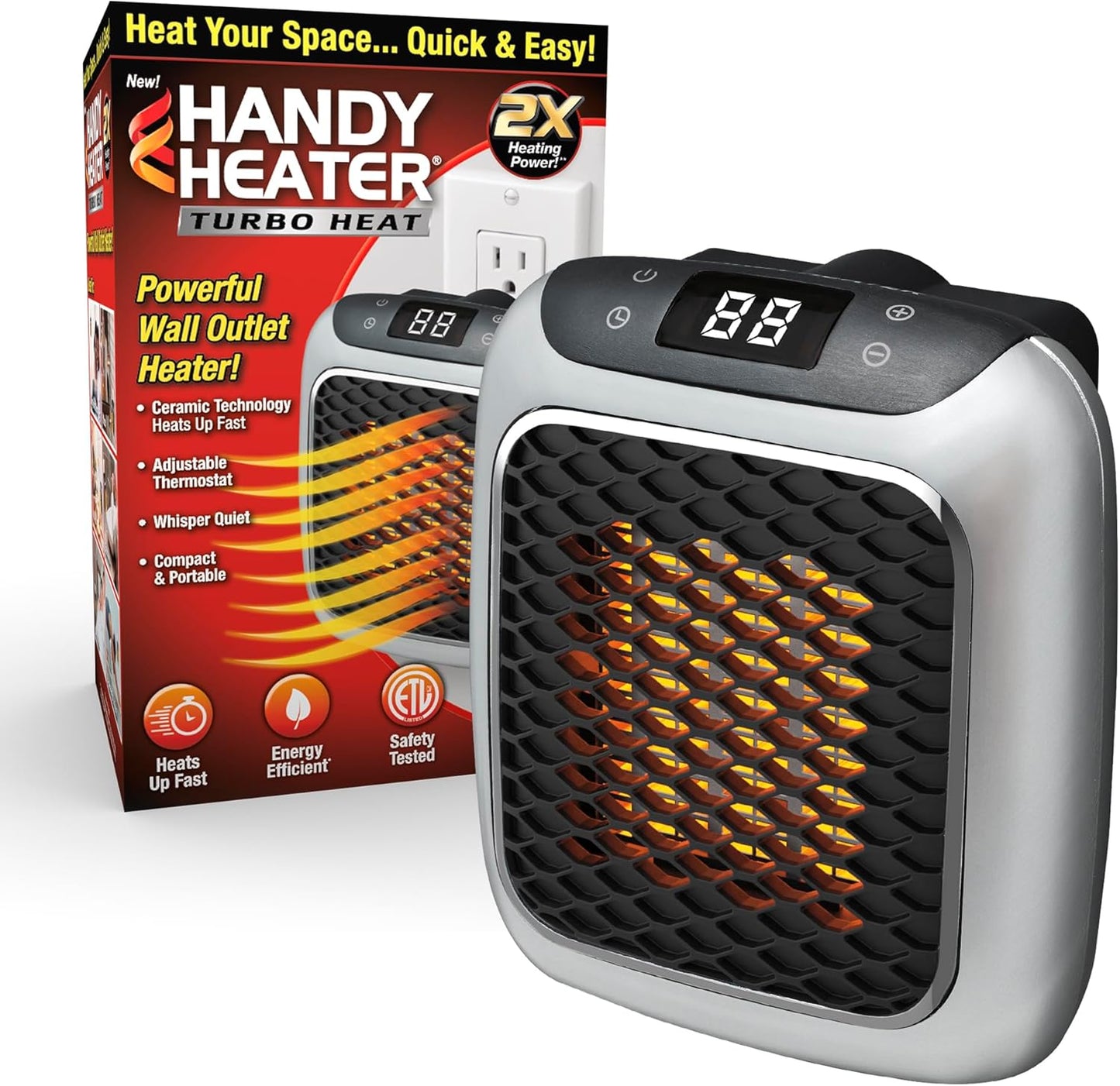 Wall Outlet Small Space Heater – 800W Ceramic Mini Heater with Thermostat