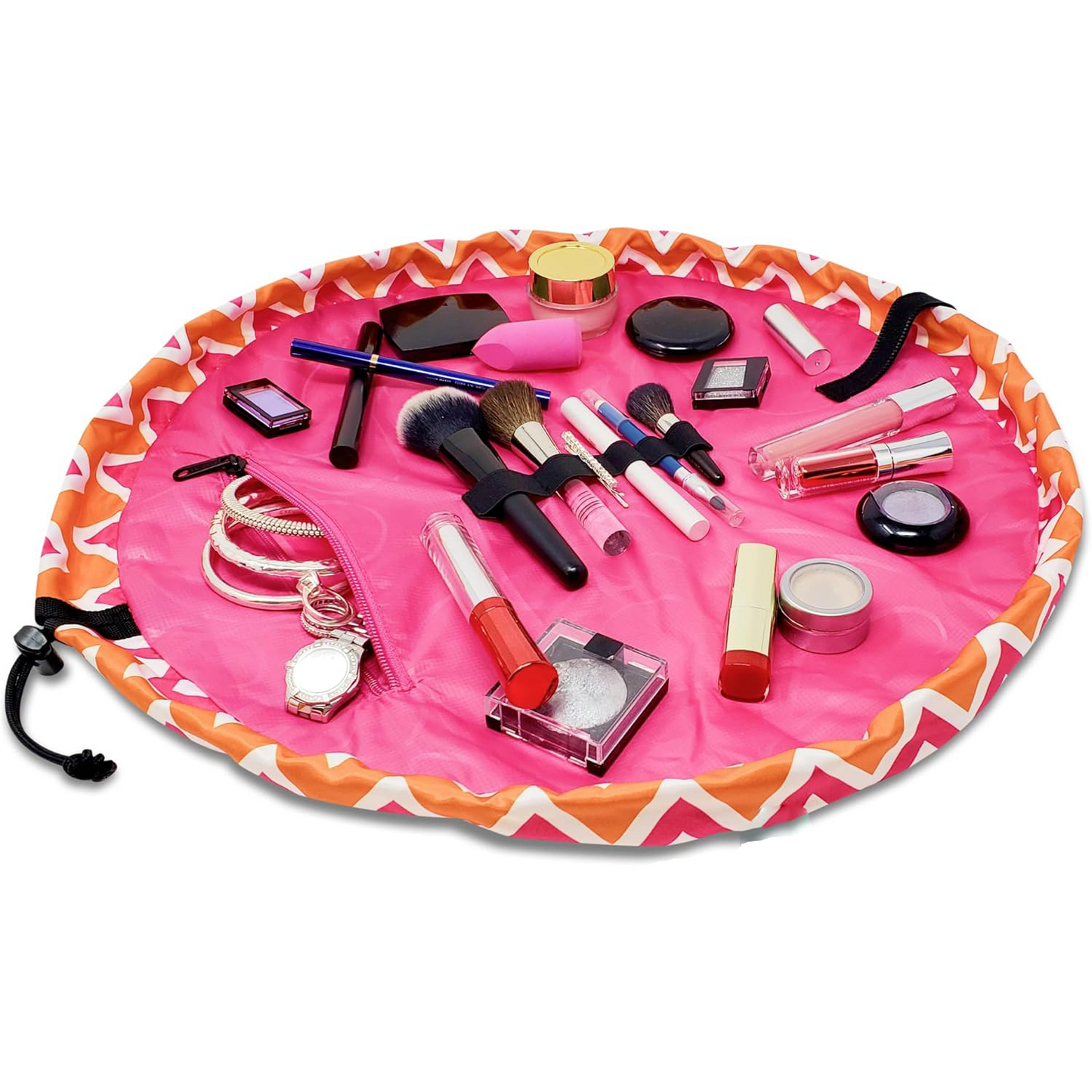 Drawstring Makeup Bag – Portable Travel Organizer with Pockets and Handles