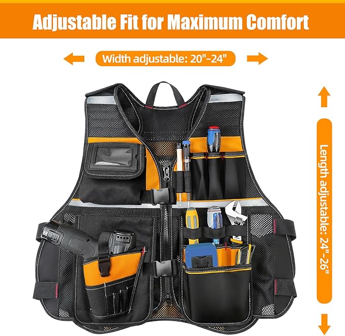 Multi-Functional Work Tool Vest | Electrician, Carpenter & Handyman Utility Vest
