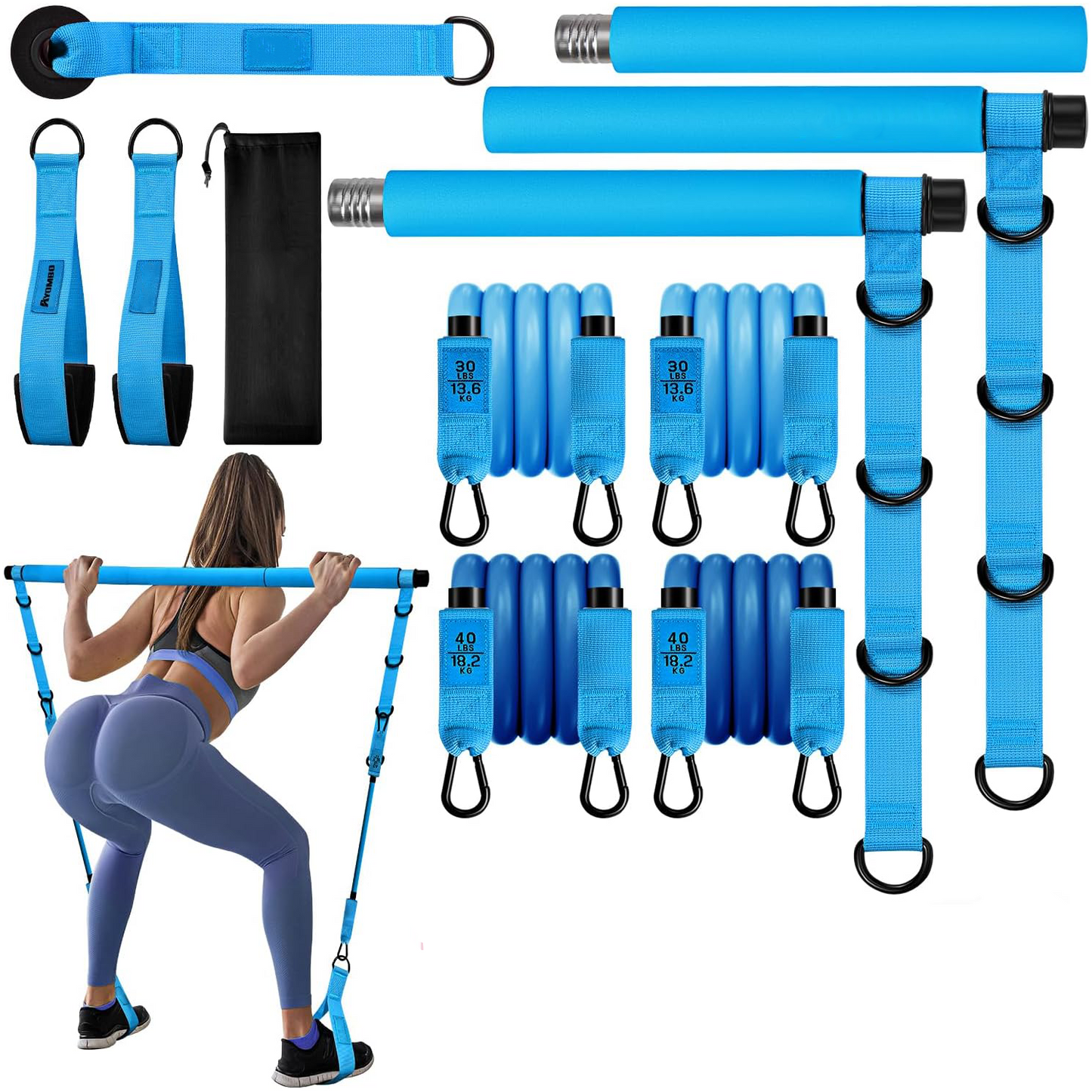 Pilates Bar Kit with Resistance Bands – Full-Body Workout Anywhere
