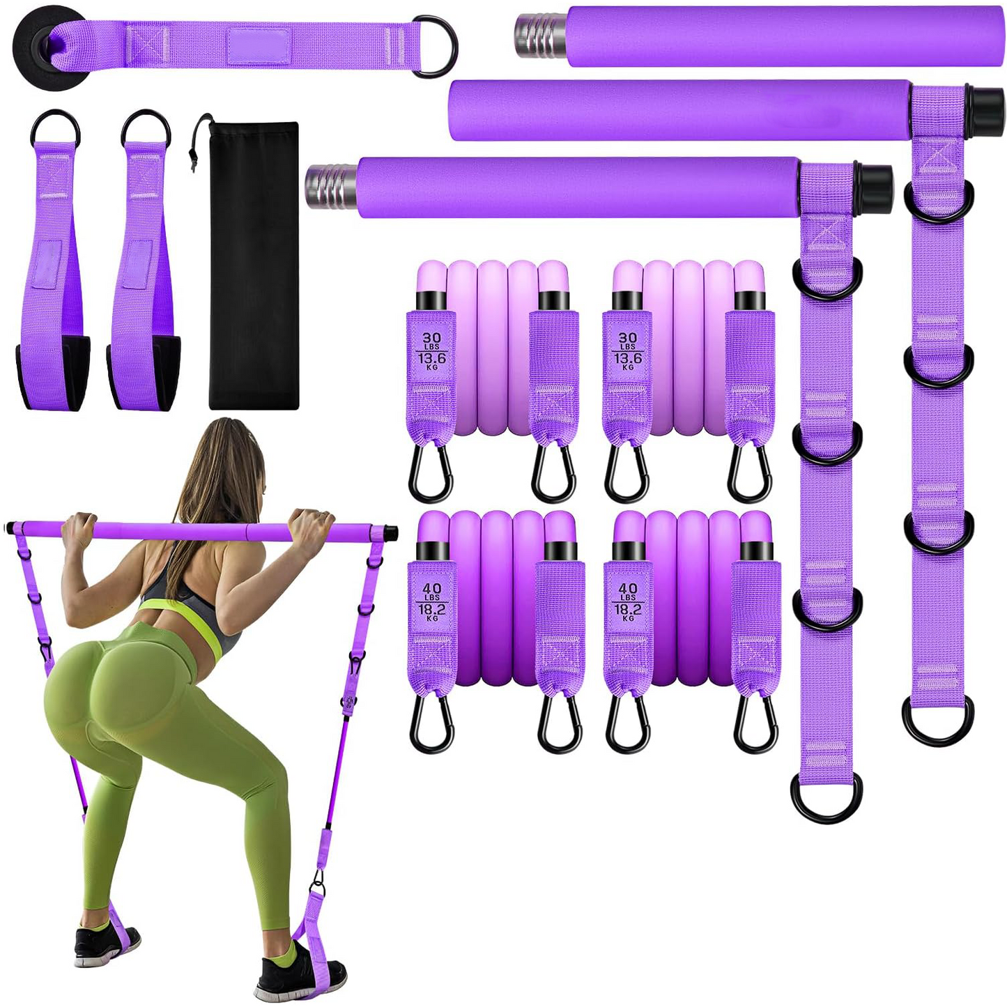 Pilates Bar Kit with Resistance Bands – Full-Body Workout Anywhere