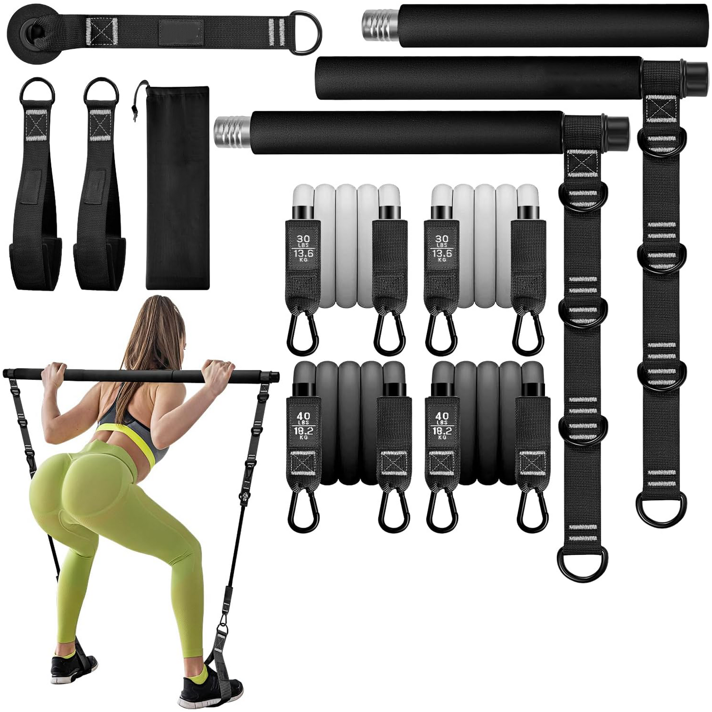 Pilates Bar Kit with Resistance Bands – Full-Body Workout Anywhere