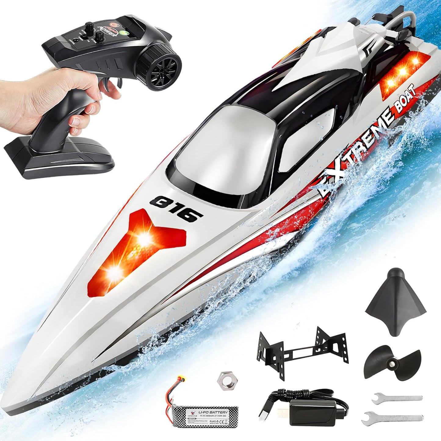 18-Inch Brushless RC Boat – High-Speed 55 KPH Lake Adventure Toy for Adults and Kids