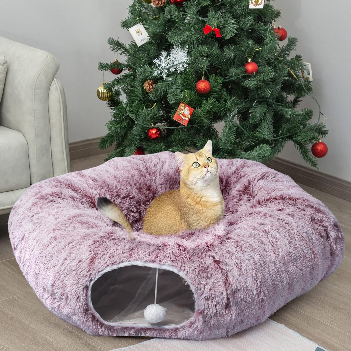 Christmas Tree Cat Tunnel Bed – 2-in-1 Play Tunnel & Cozy Resting Spot for Cats