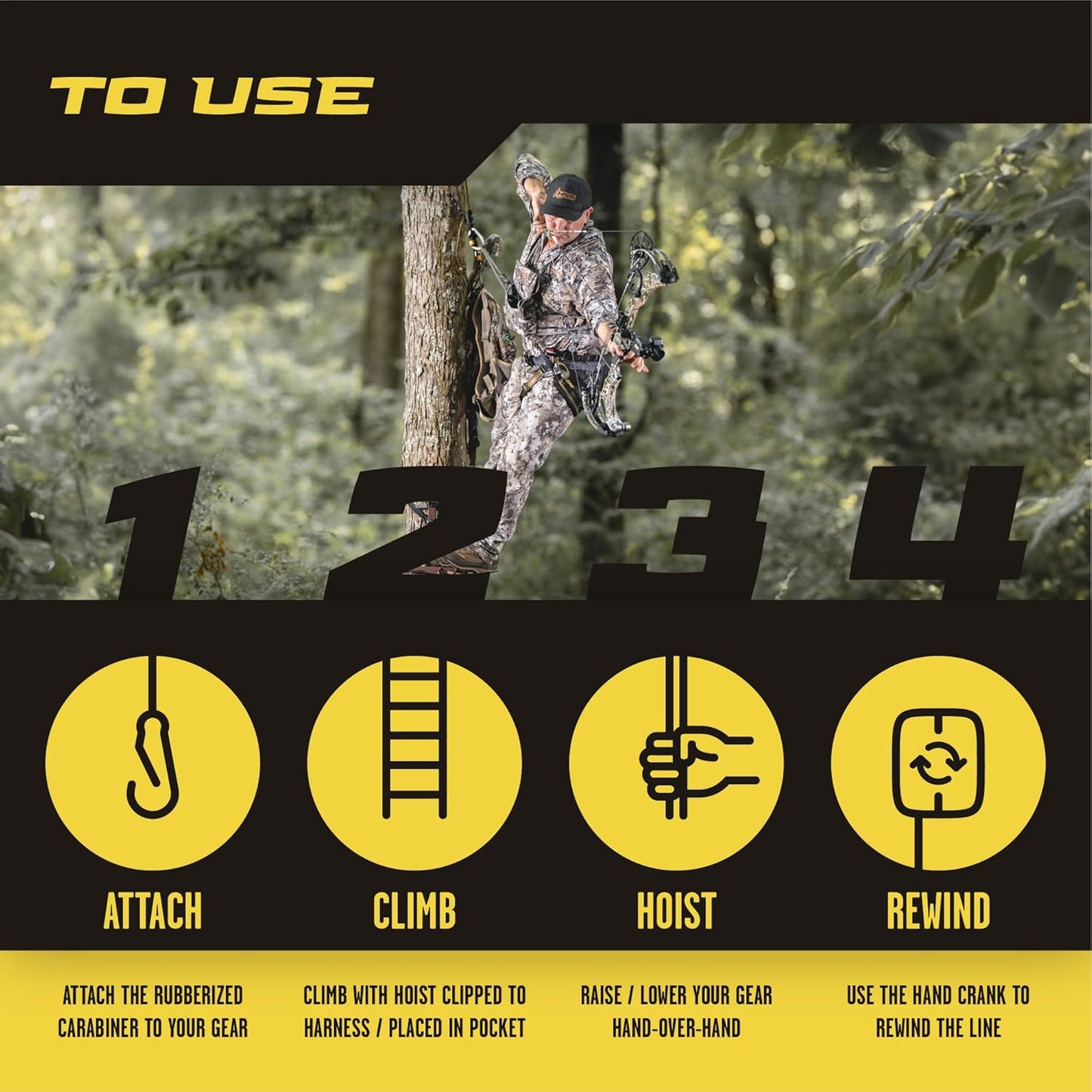 Safety Gear Hoist – 30ft Retractable Bow & Equipment Lift for Tree Stand Hunting