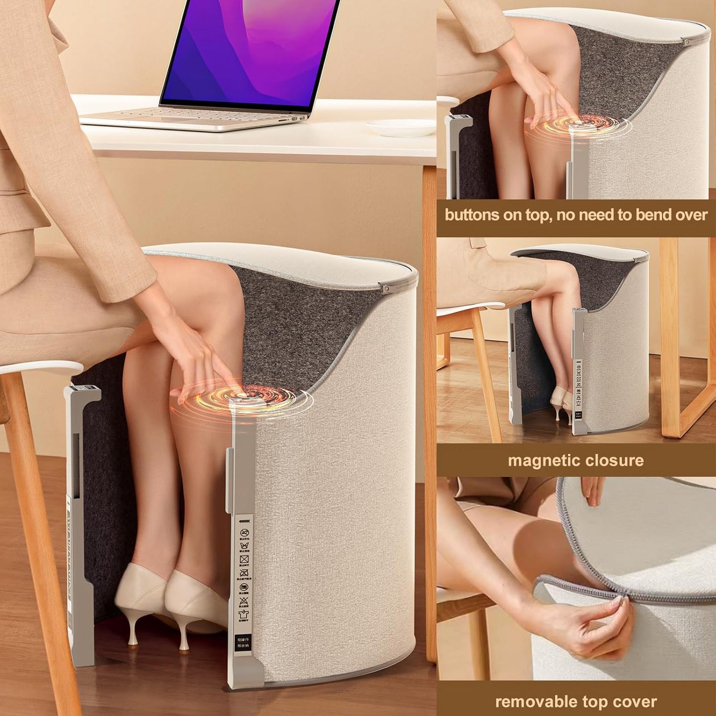 Foldable Under Desk Foot Warmer – Adjustable Temperature, Silent & Energy-Saving Indoor Heater