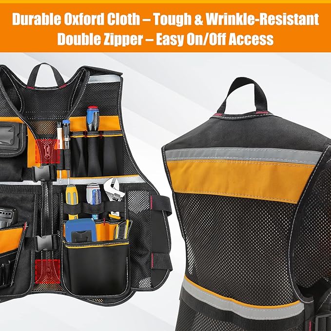 Multi-Functional Work Tool Vest | Electrician, Carpenter & Handyman Utility Vest