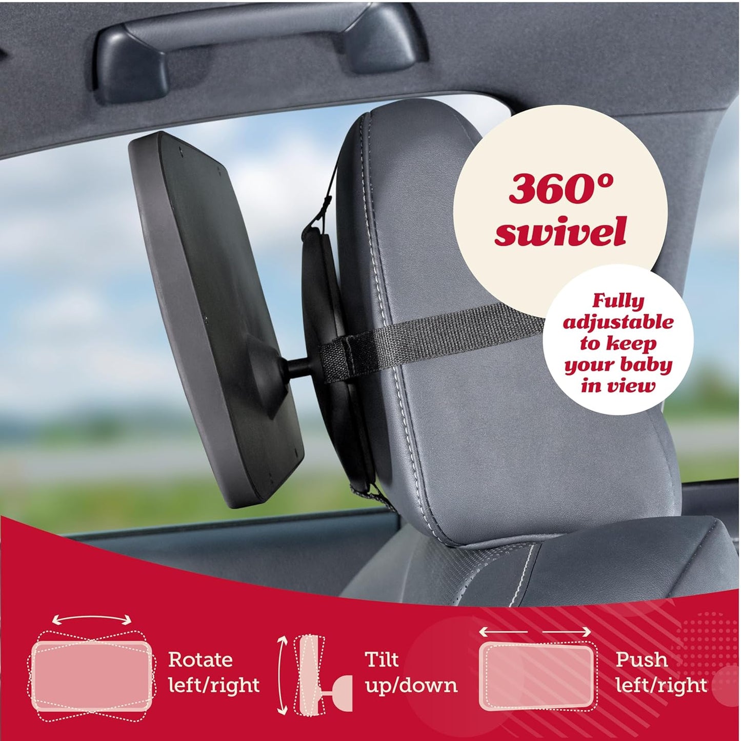 Baby Car Mirror – 11.5 Inch Wide View Rear-Facing Mirror with Shatterproof