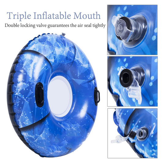 Extra large 47-inch inflatable sled with waterproof carry bag and repair kit